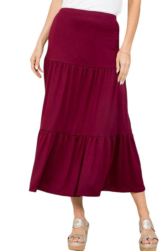 Solid Tiered Maxi Skirt Plus Size