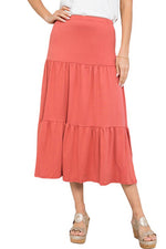 Solid Tiered Maxi Skirt Plus Size