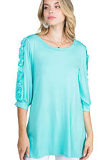Tunic with Ruffle Accent on Sleeve