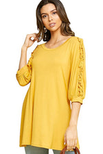 Tunic with Ruffle Accent on Sleeve