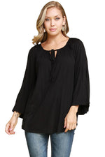 Bell Sleeve with Front Tie Detail Tunic Plus Size