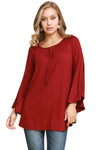 Bell Sleeve with Front Tie Detail Tunic Plus Size