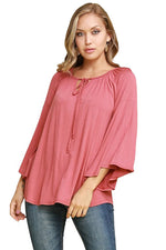 Bell Sleeve with Front Tie Detail Tunic Plus Size