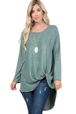 Brushed High-Low Front Twisted Tunic Large