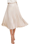 High Waist Pleated Silky Midi Skirt