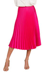 High Waist Pleated Silky Midi Skirt