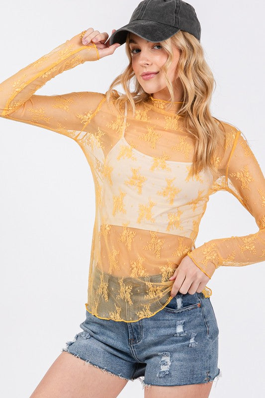 Long Sleeve Floral Lace Top