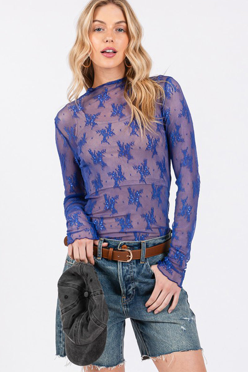 Long Sleeve Floral Lace Top