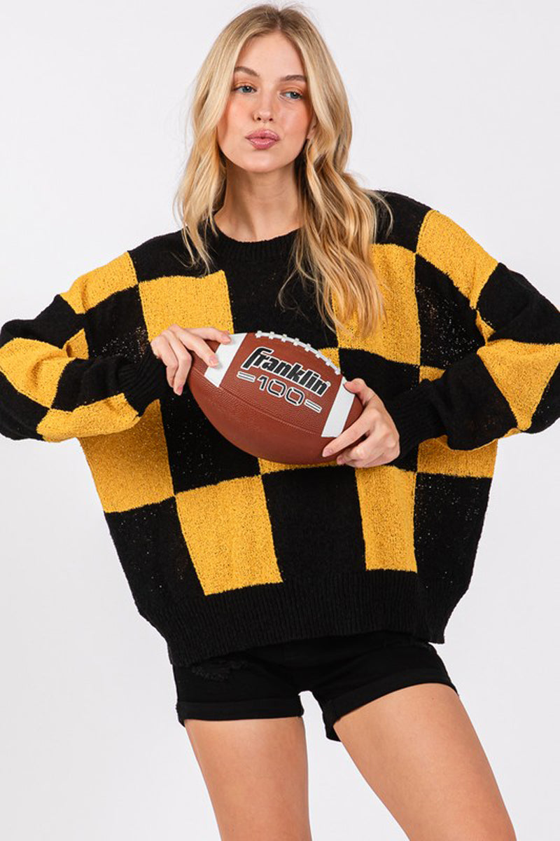 Checkered Sweater Top