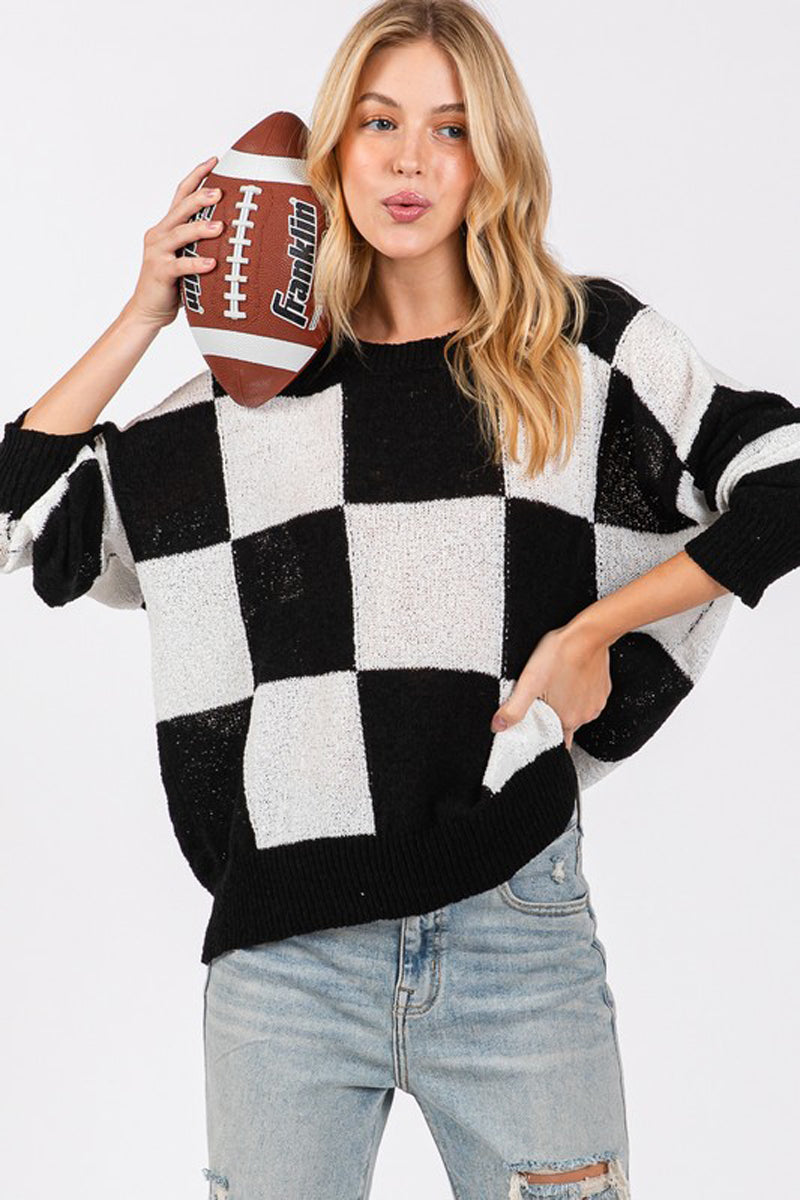 Checkered Sweater Top