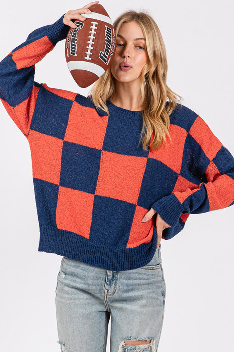 Checkered Sweater Top