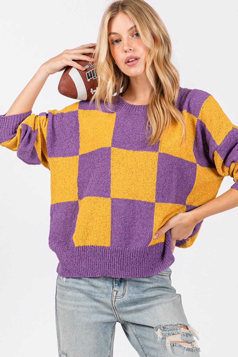 Checkered Sweater Top