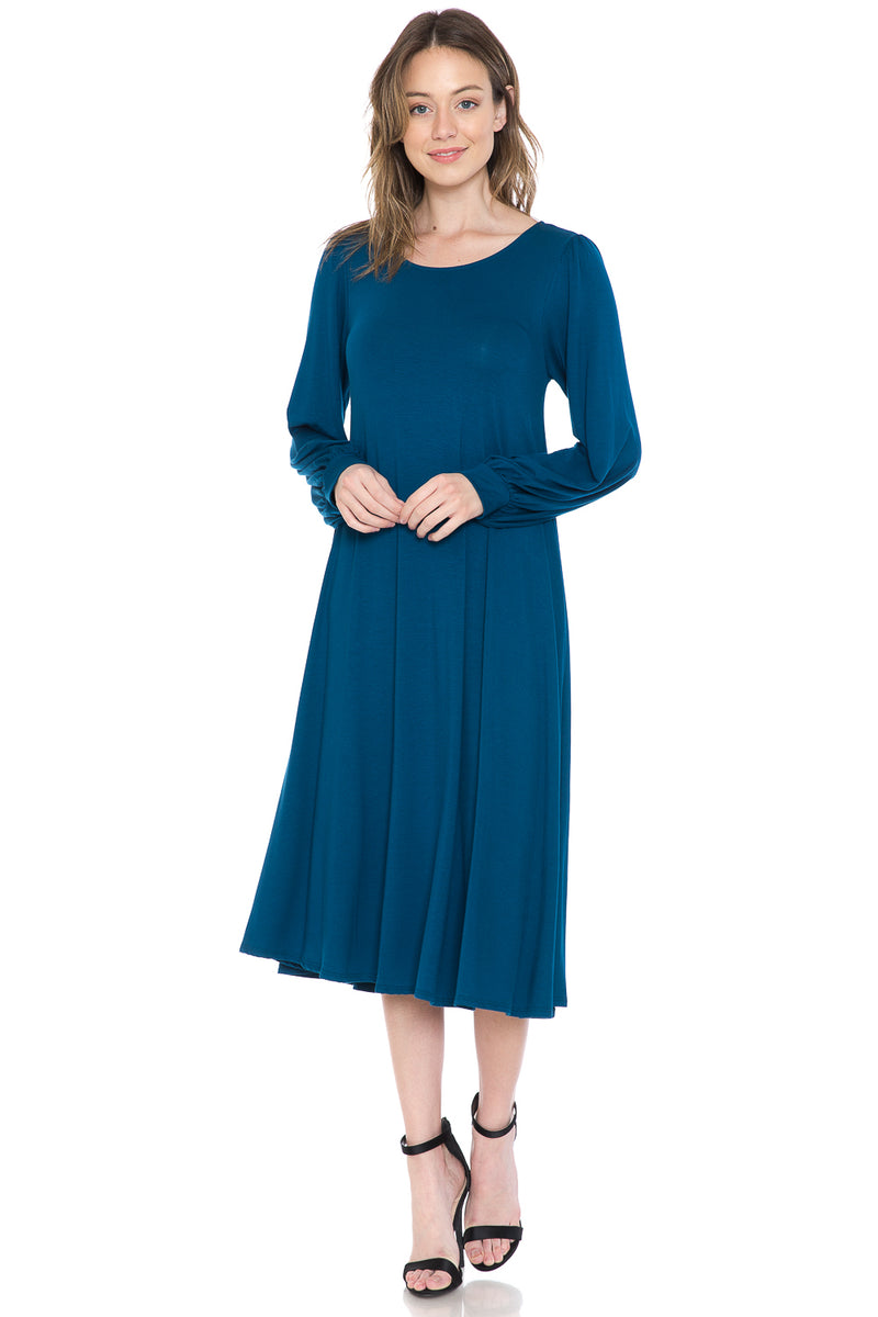 Bishop Sleeve Midi Dress