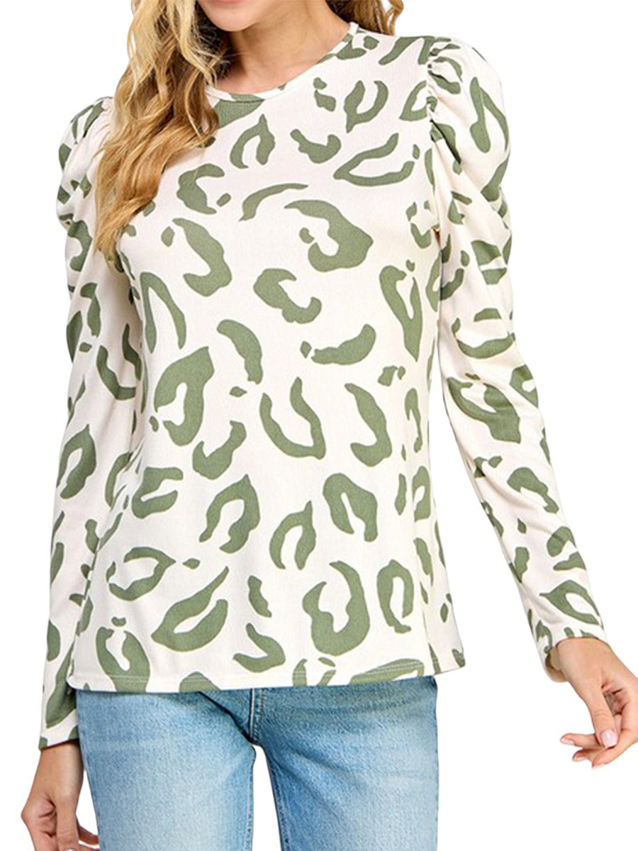 Puff Sleeve Cheetah Print Top