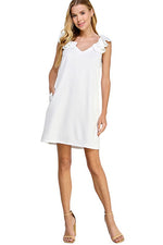 Shift Dress with Ruffle Strap Detail