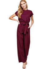 Jumpsuit with Waist Tie and Pockets