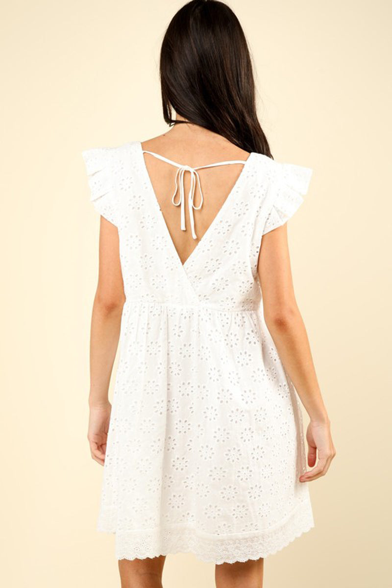 A-Line Flare Eyelet Cotton Mini Dress
