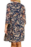 Print Cardigan with Solid Sheath Dress Plus Size One Piece