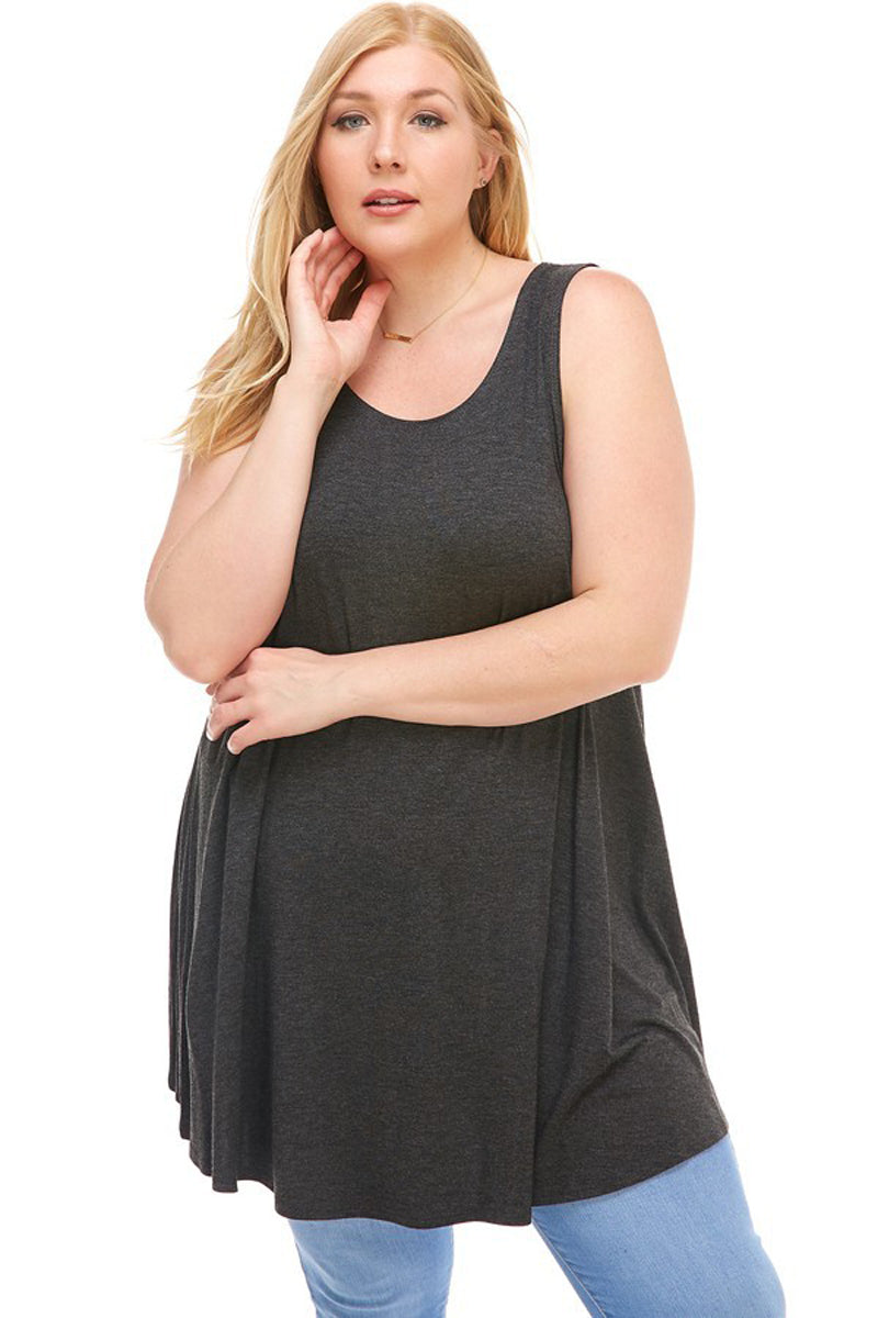 Sleeveless A-Line Tunic Plus Size