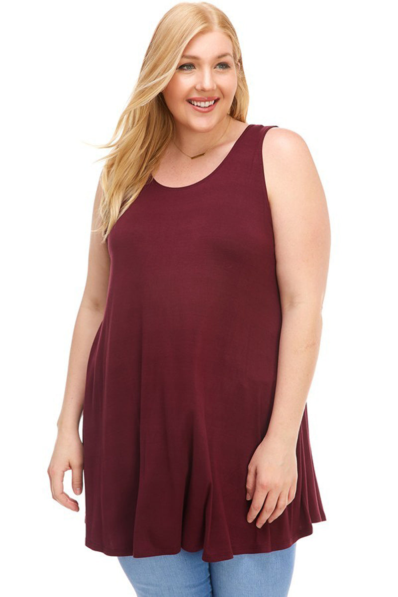 Sleeveless A-Line Tunic Plus Size