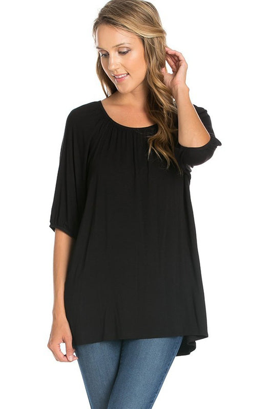 Elastic Neckline Tunic