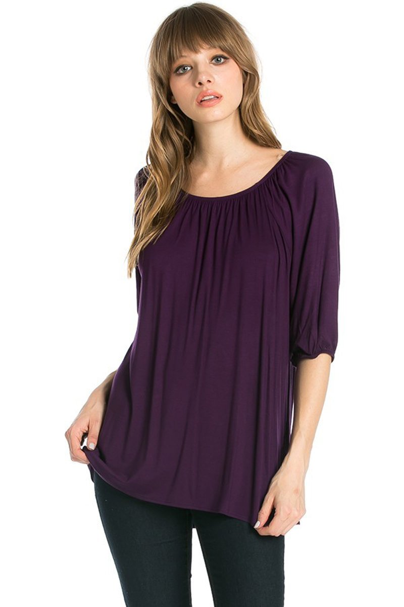 Elastic Neckline Tunic