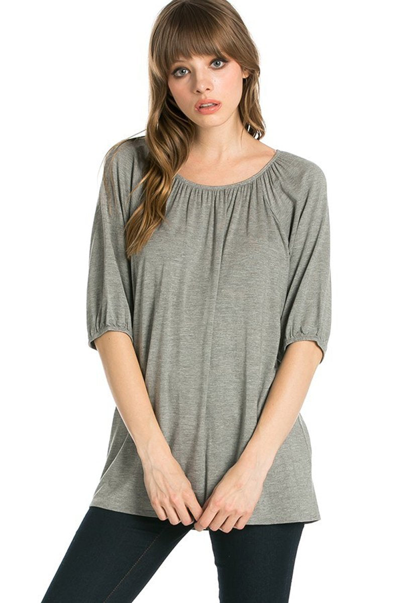 Elastic Neckline Tunic