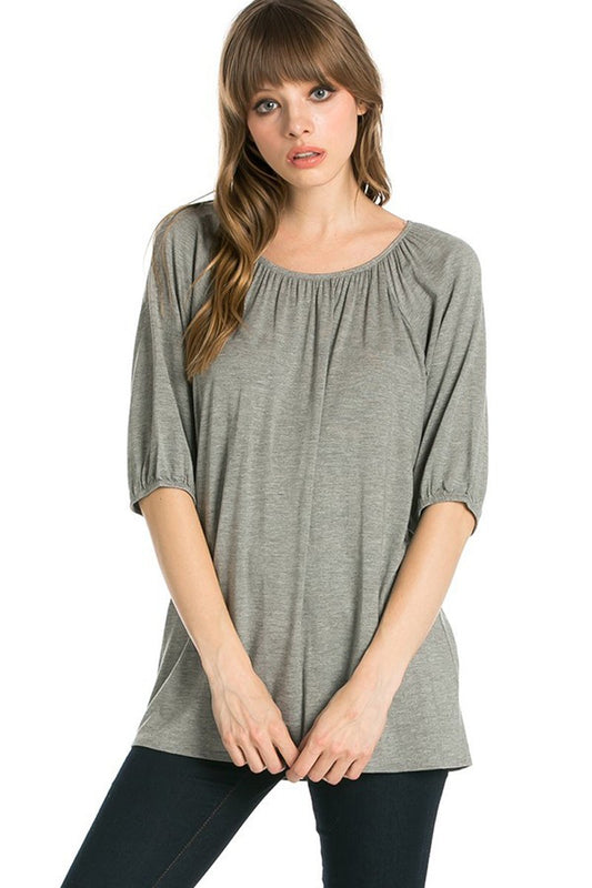 Elastic Neckline Tunic