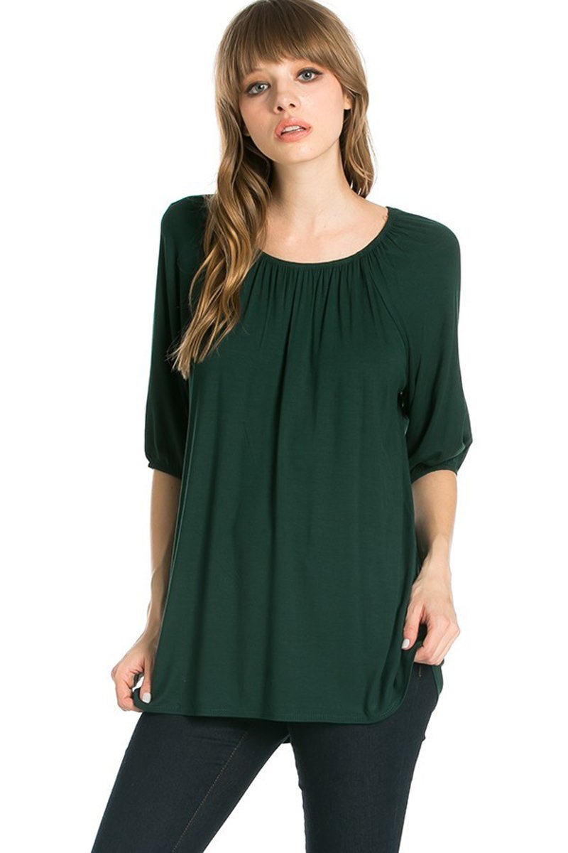 Elastic Neckline Tunic