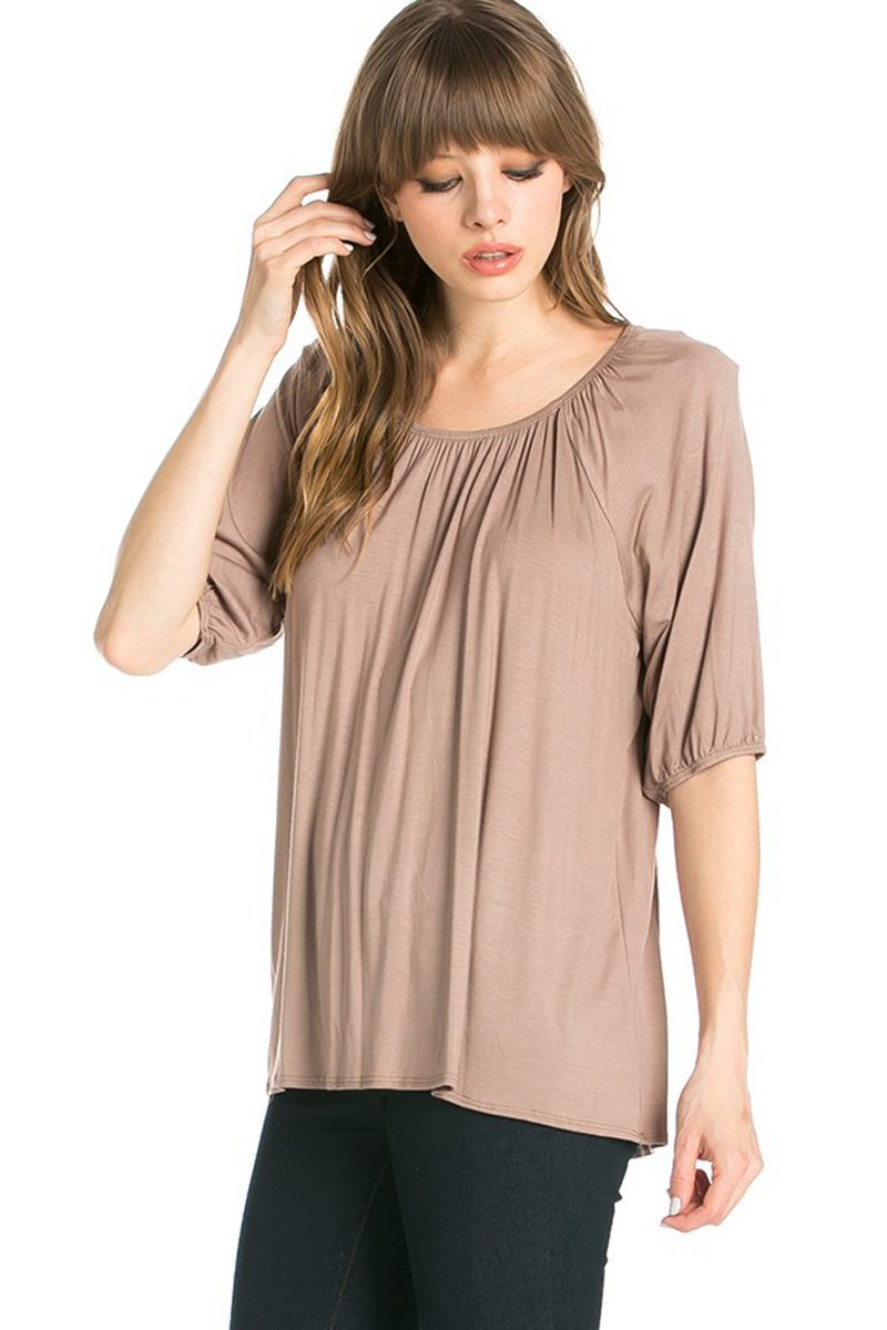 Elastic Neckline Tunic