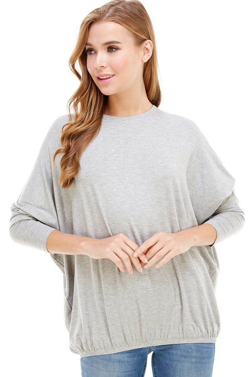 Dolman Sleeve Top with Elastic Hem