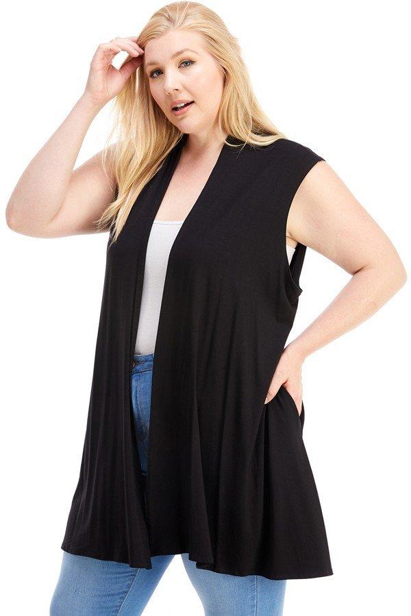 Sleeveless Cardigan Plus Size