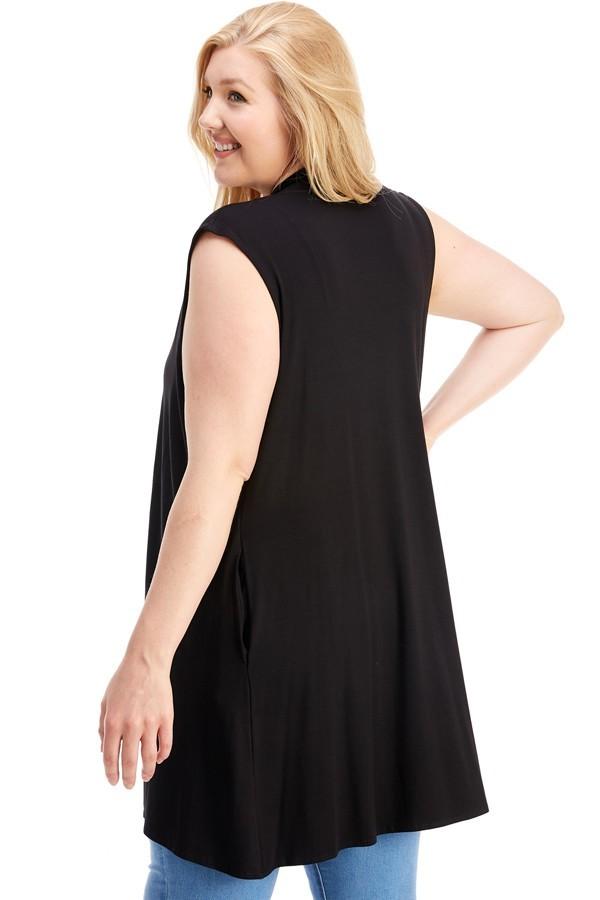 Sleeveless Cardigan Plus Size