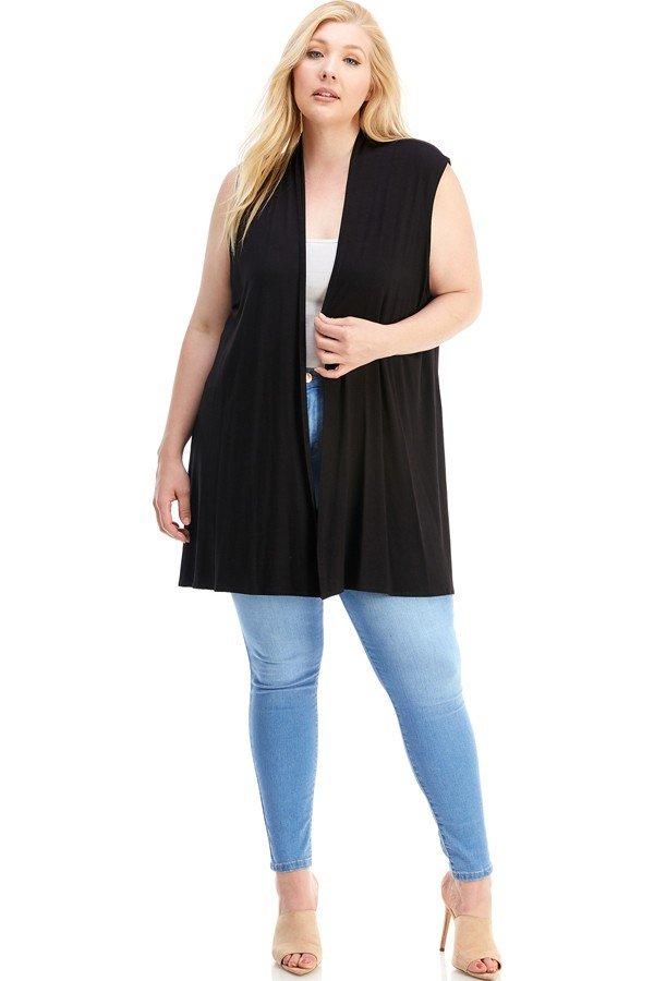 Sleeveless Cardigan Plus Size