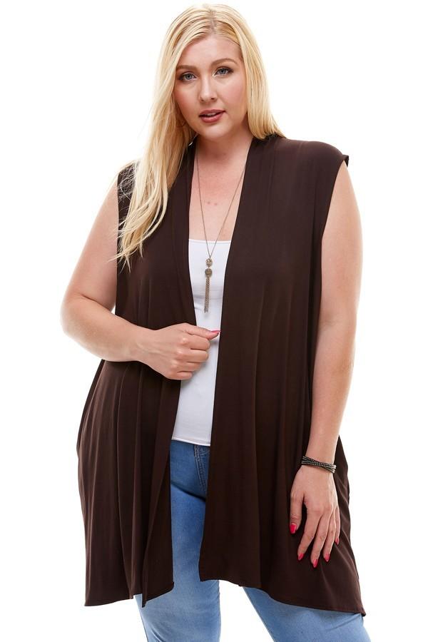 Sleeveless Cardigan Plus Size