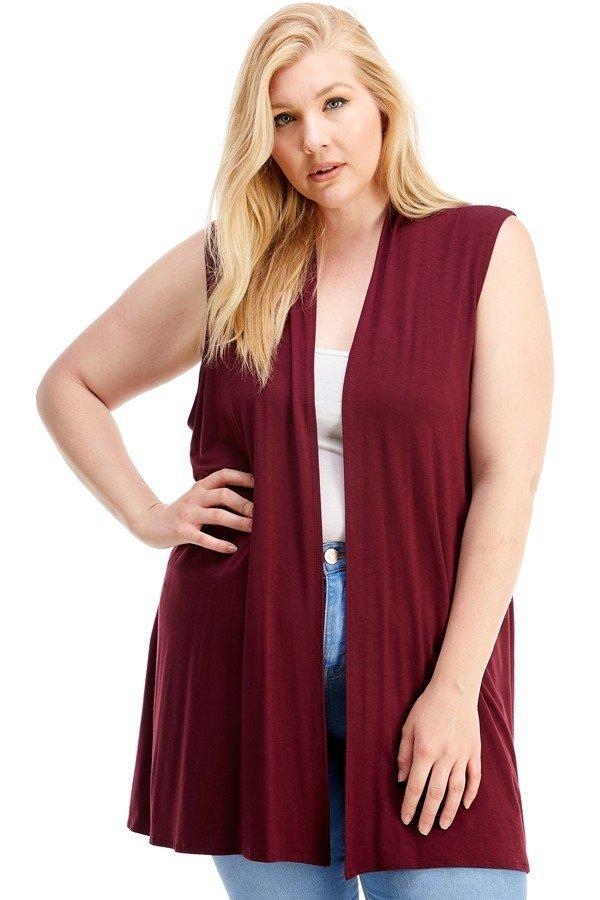 Sleeveless Cardigan Plus Size