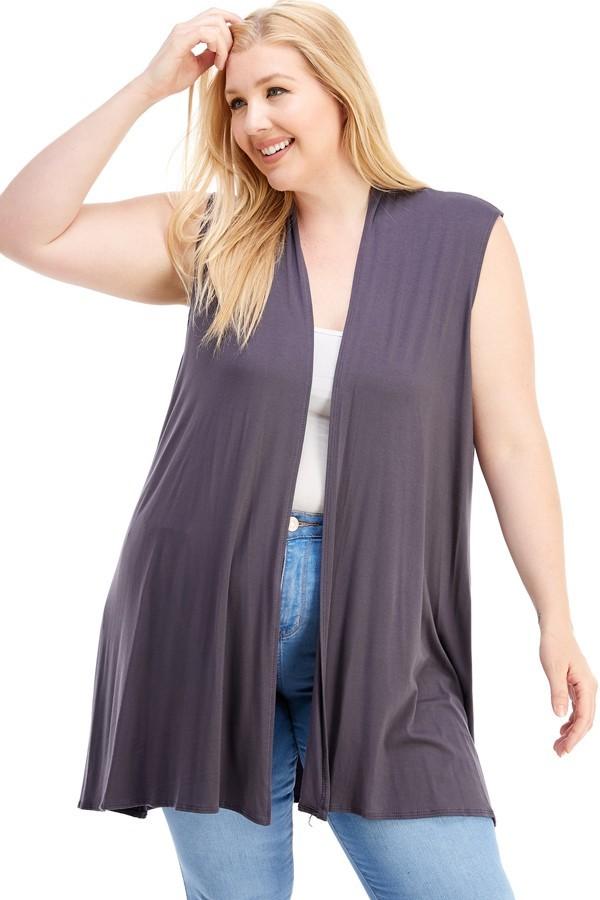 Sleeveless Cardigan Plus Size