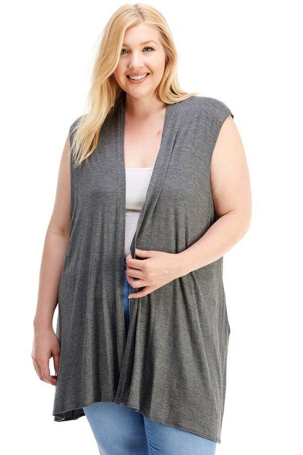 Sleeveless Cardigan Plus Size
