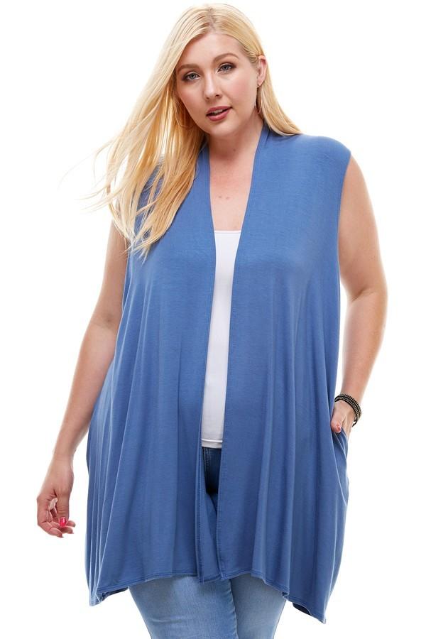 Sleeveless Cardigan Plus Size