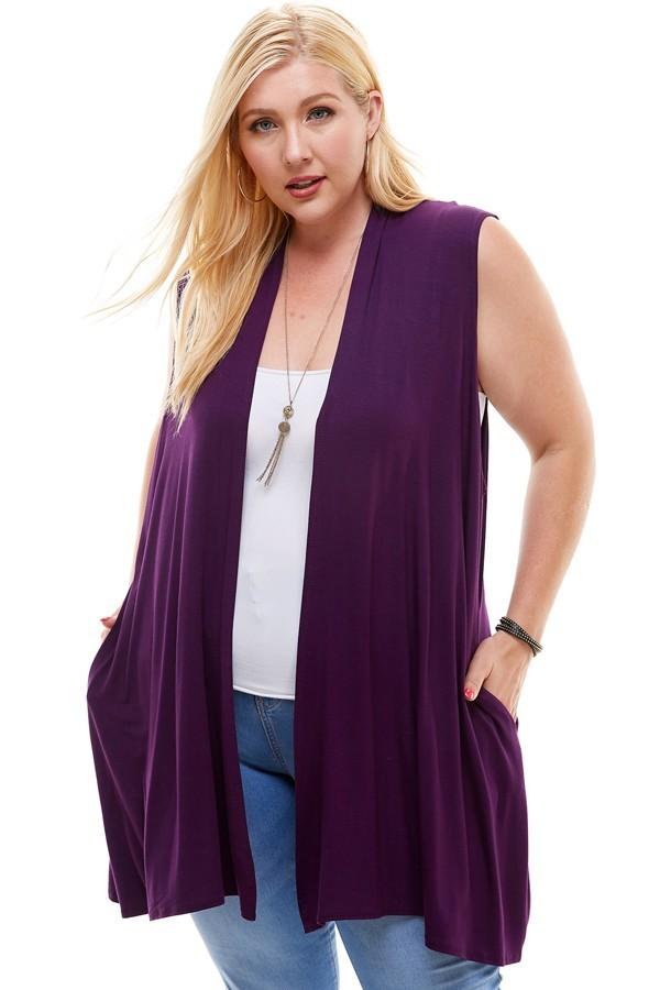 Sleeveless Cardigan Plus Size