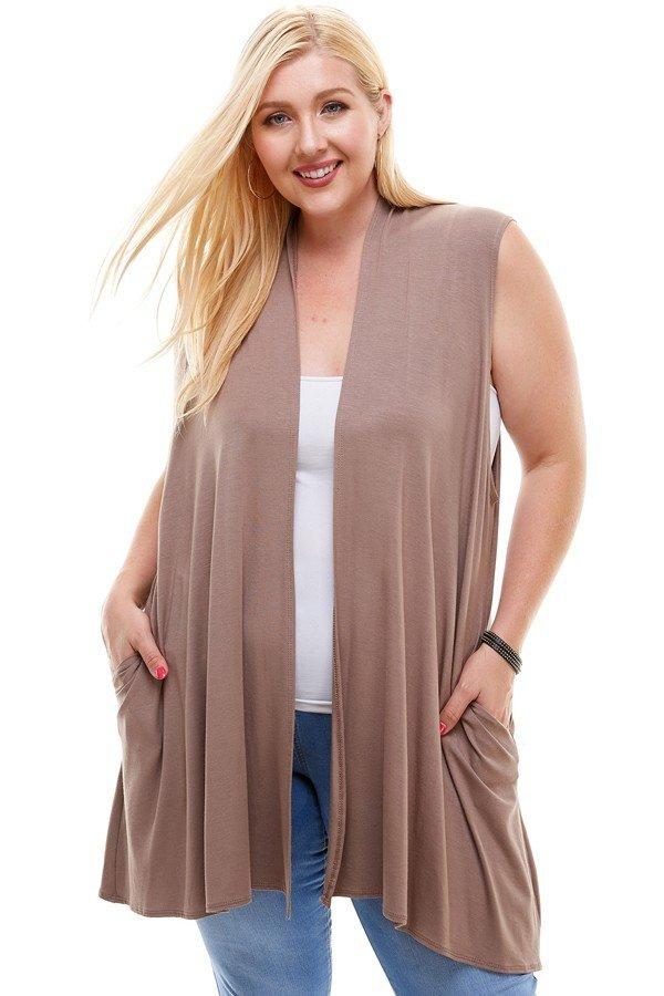 Sleeveless Cardigan Plus Size