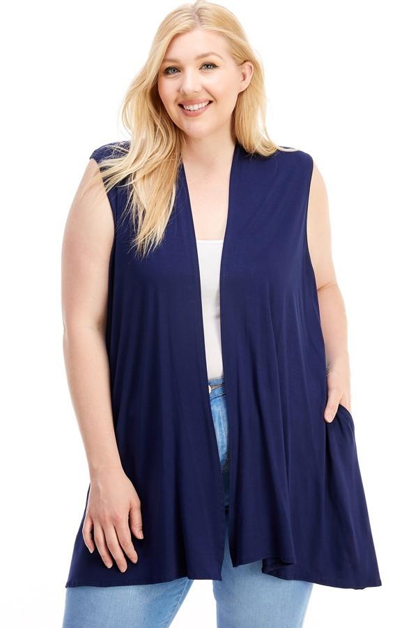 Sleeveless Cardigan Plus Size
