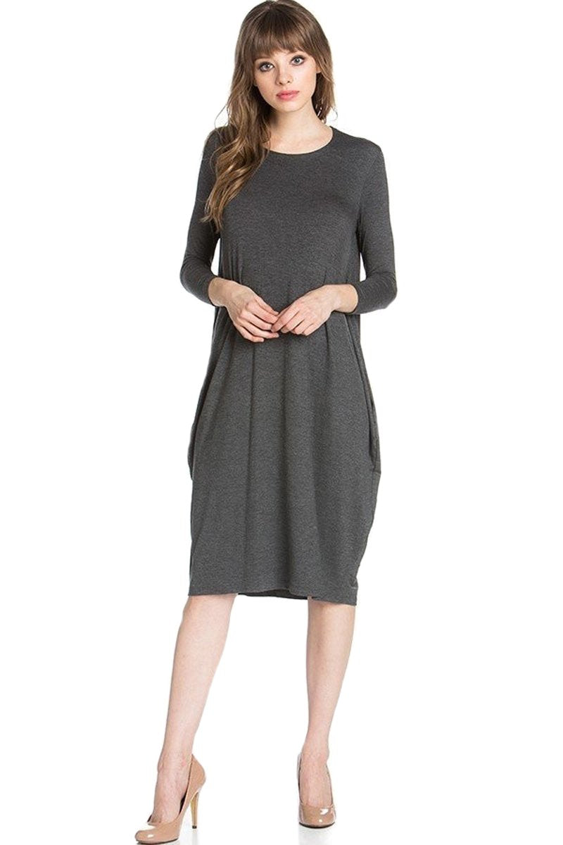 Side Drape Midi Dress