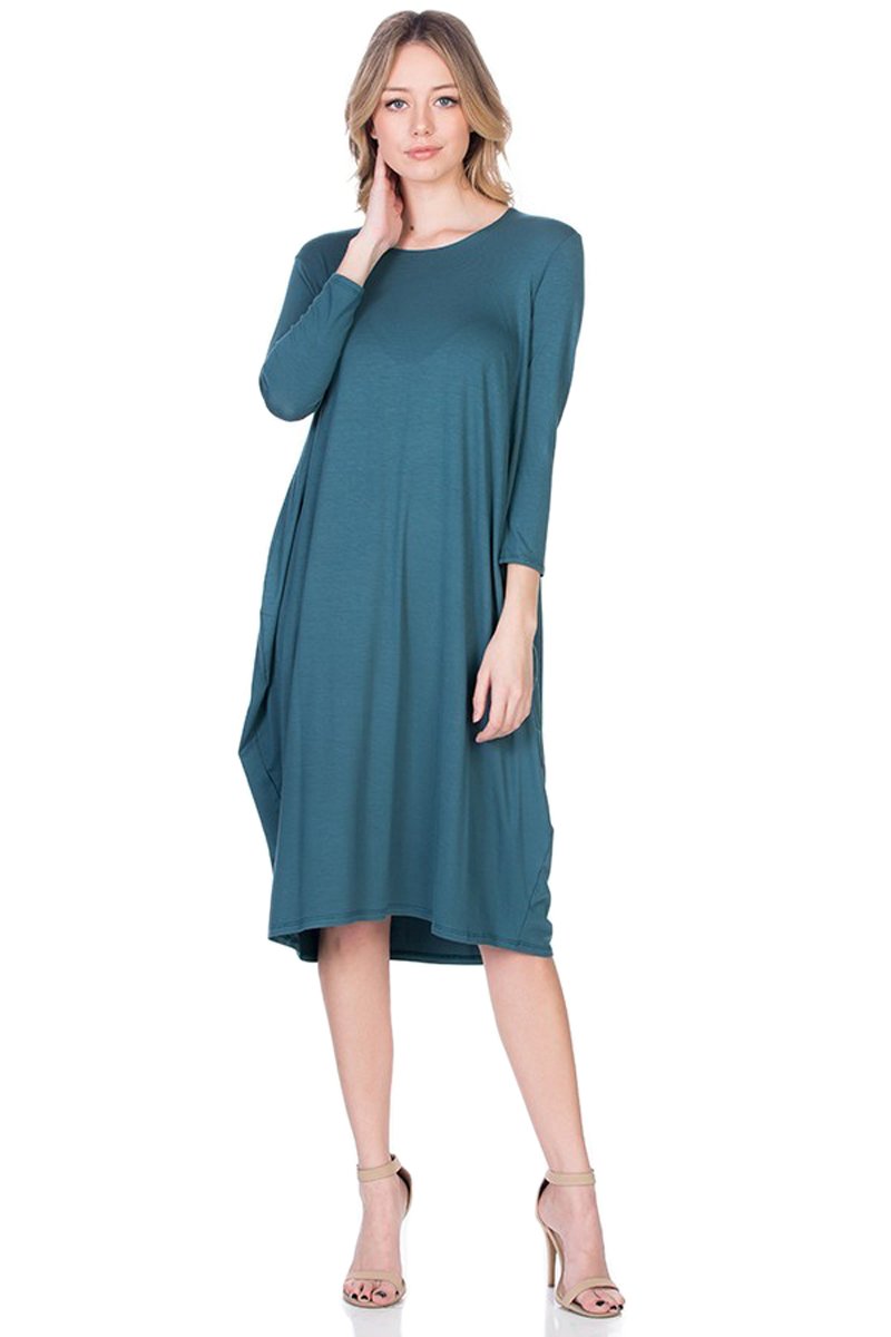 Side Drape Midi Dress