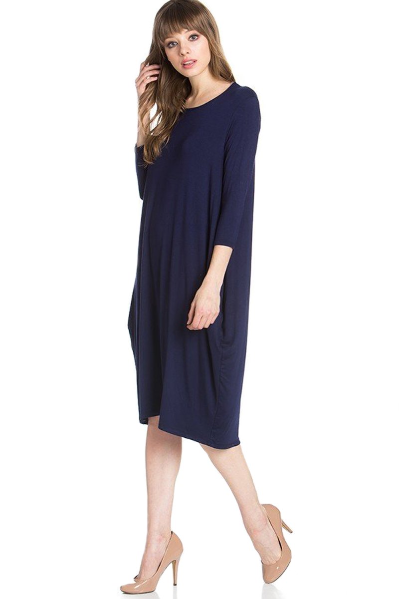 Side Drape Midi Dress