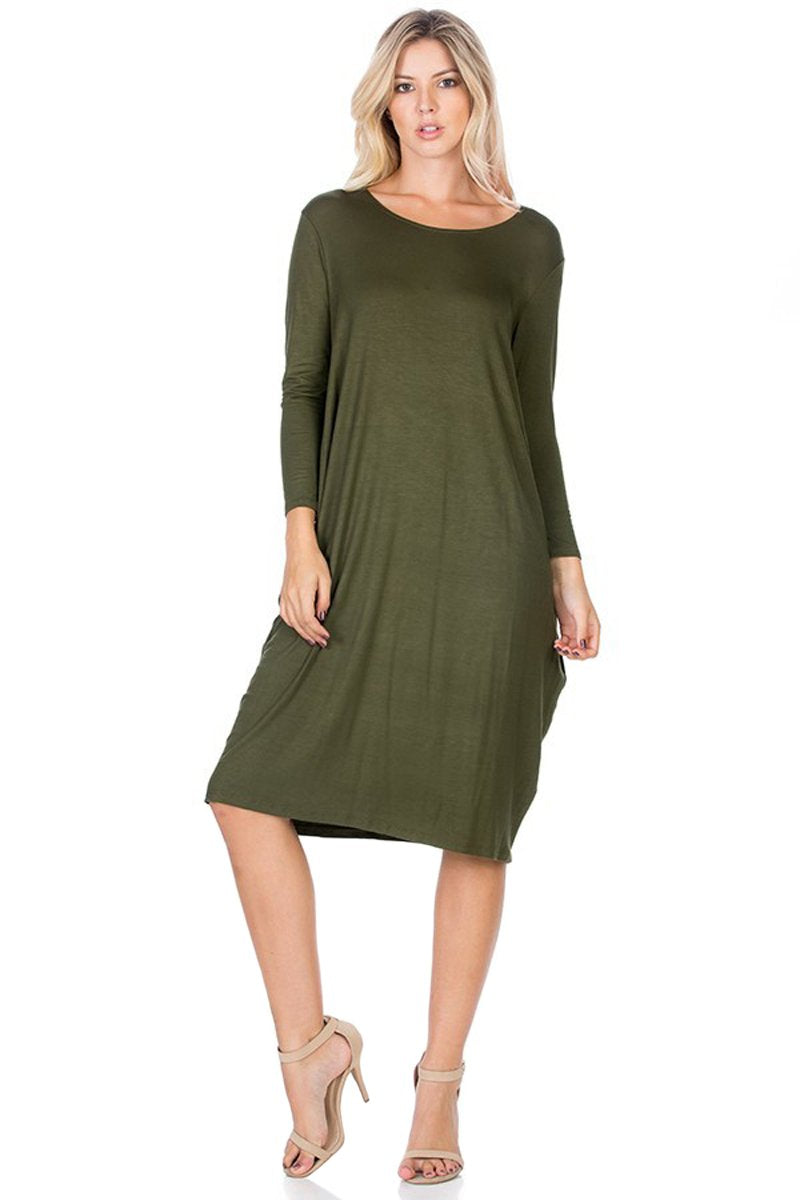 Side Drape Midi Dress