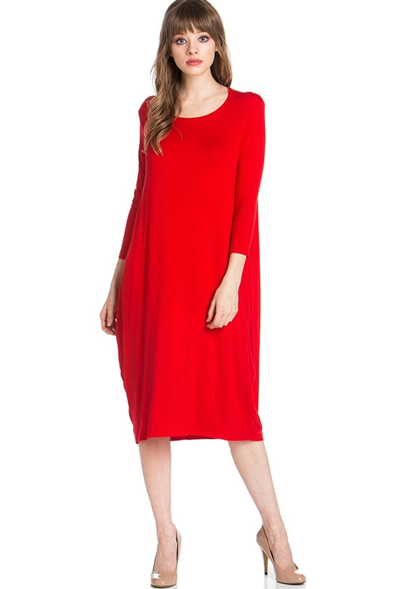 Side Drape Midi Dress