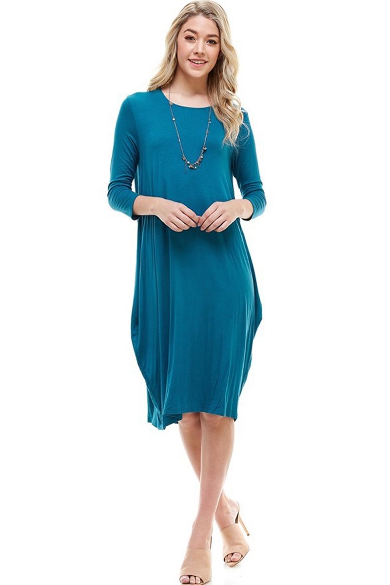 Side Drape Midi Dress