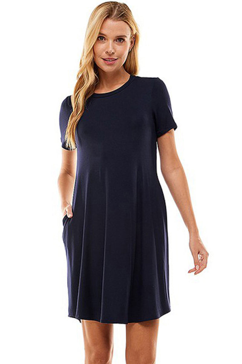Jersey Knit T-Shirt Mini Dress Navy / Medium Jersey Knit T-Shirt Mini Dress Navy / Medium
