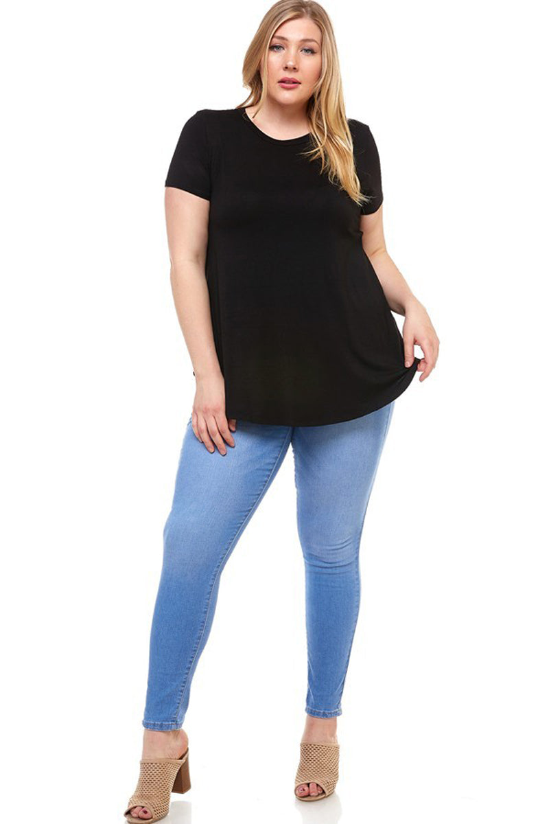 Short Sleeve Jersey Top Plus Size